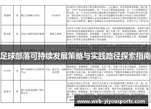 足球部落可持续发展策略与实践路径探索指南